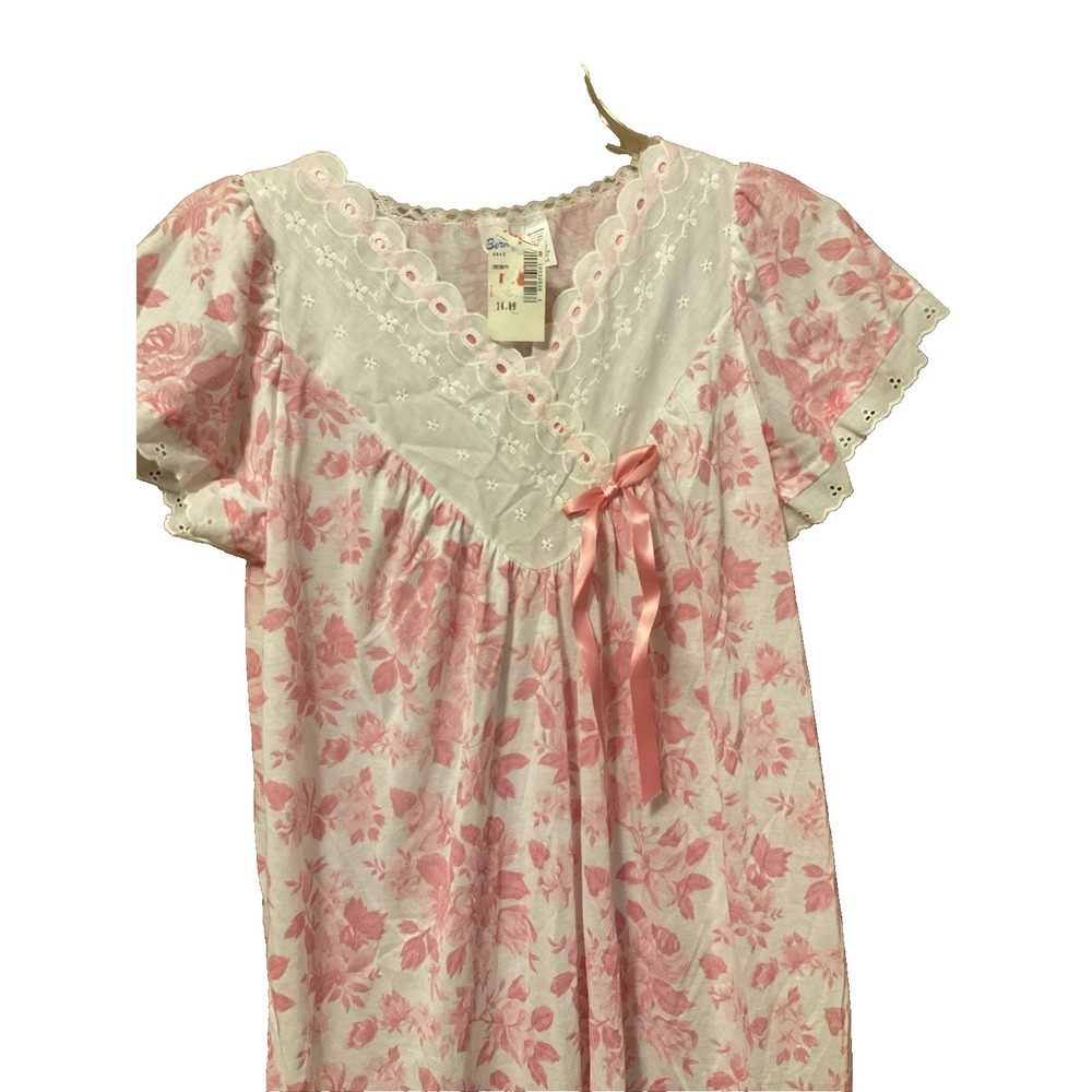 NWT Vintage Ames Nightgown Full Length Pink Floral Womens S